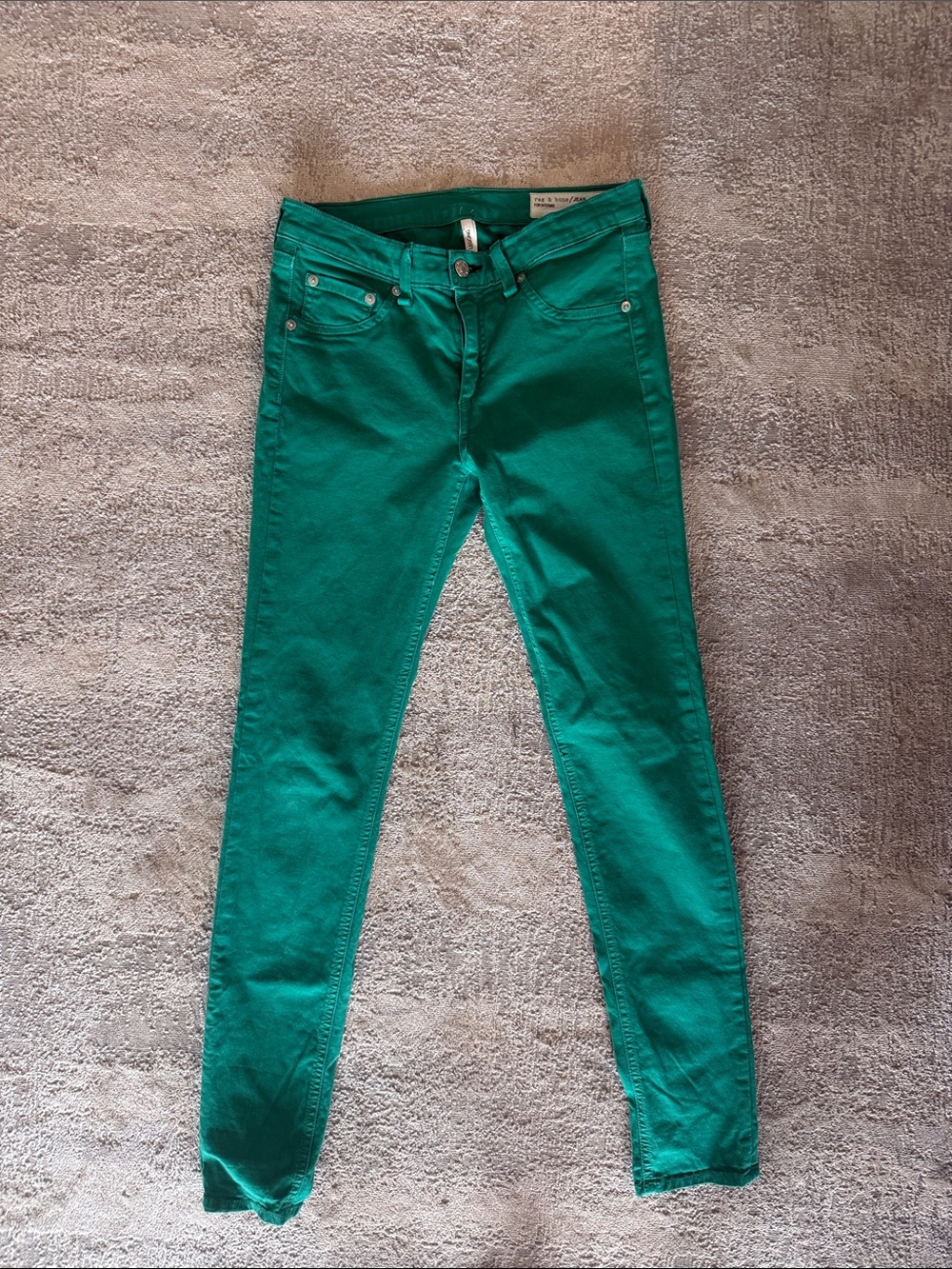 rag & bone Women's Skinny Jeans in Emerald Green